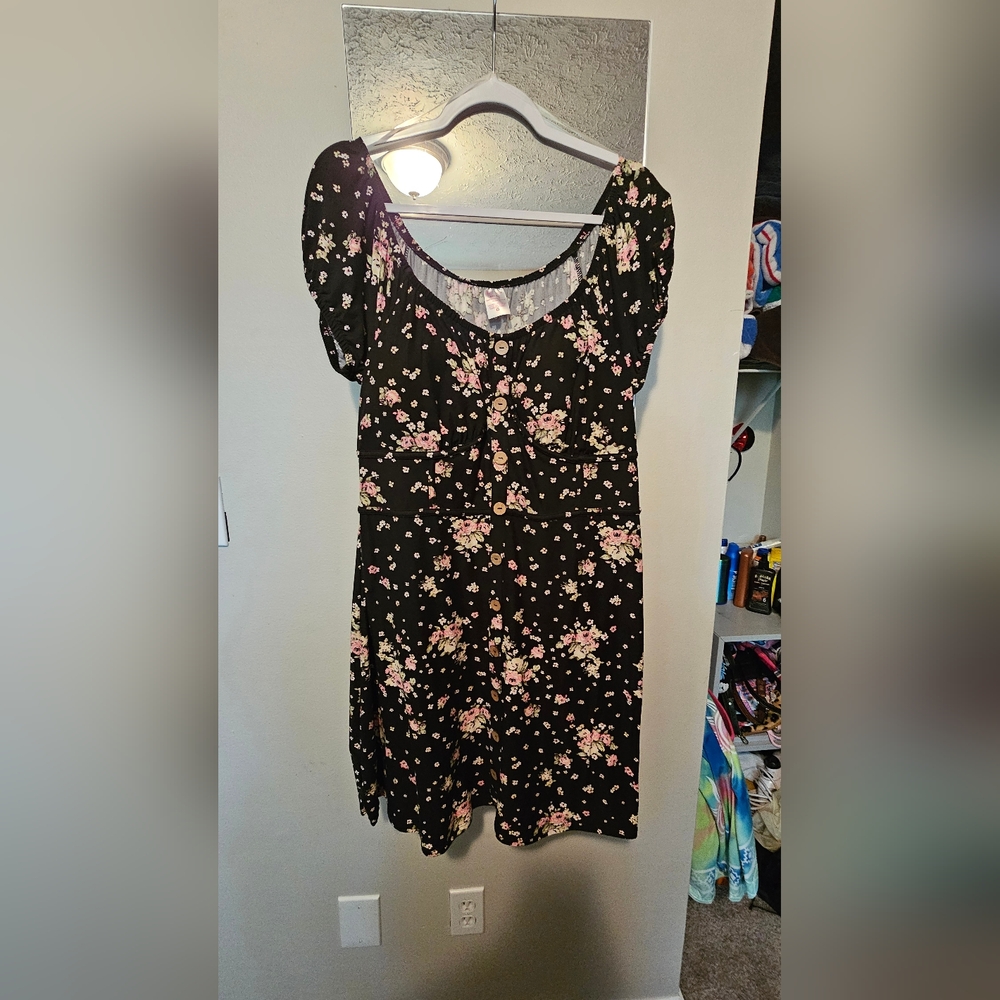 No Boundaries Black Floral Dress